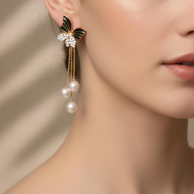 Butterfly Pearl Earrings1