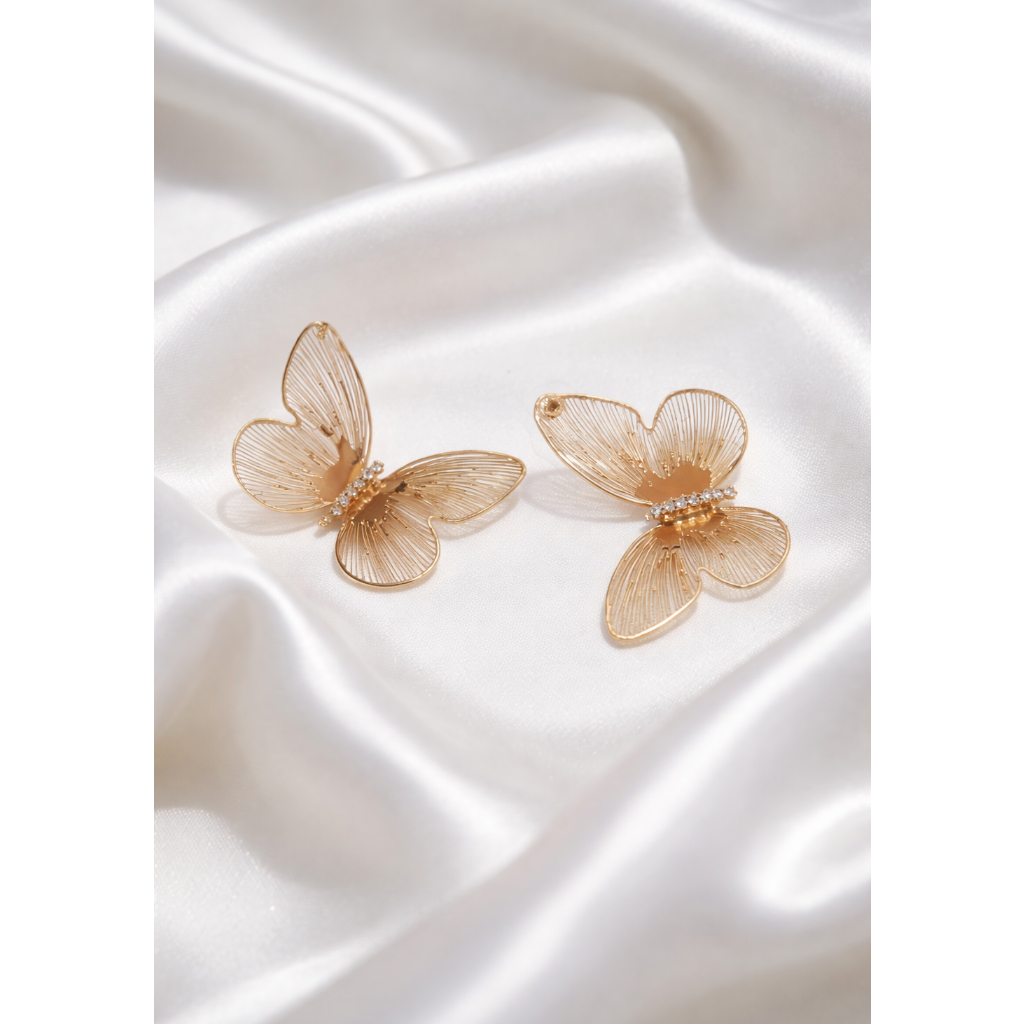 Golden butterfly earrings