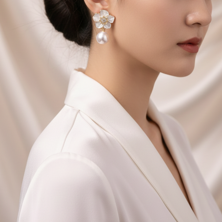 Pearl bloom earring white1
